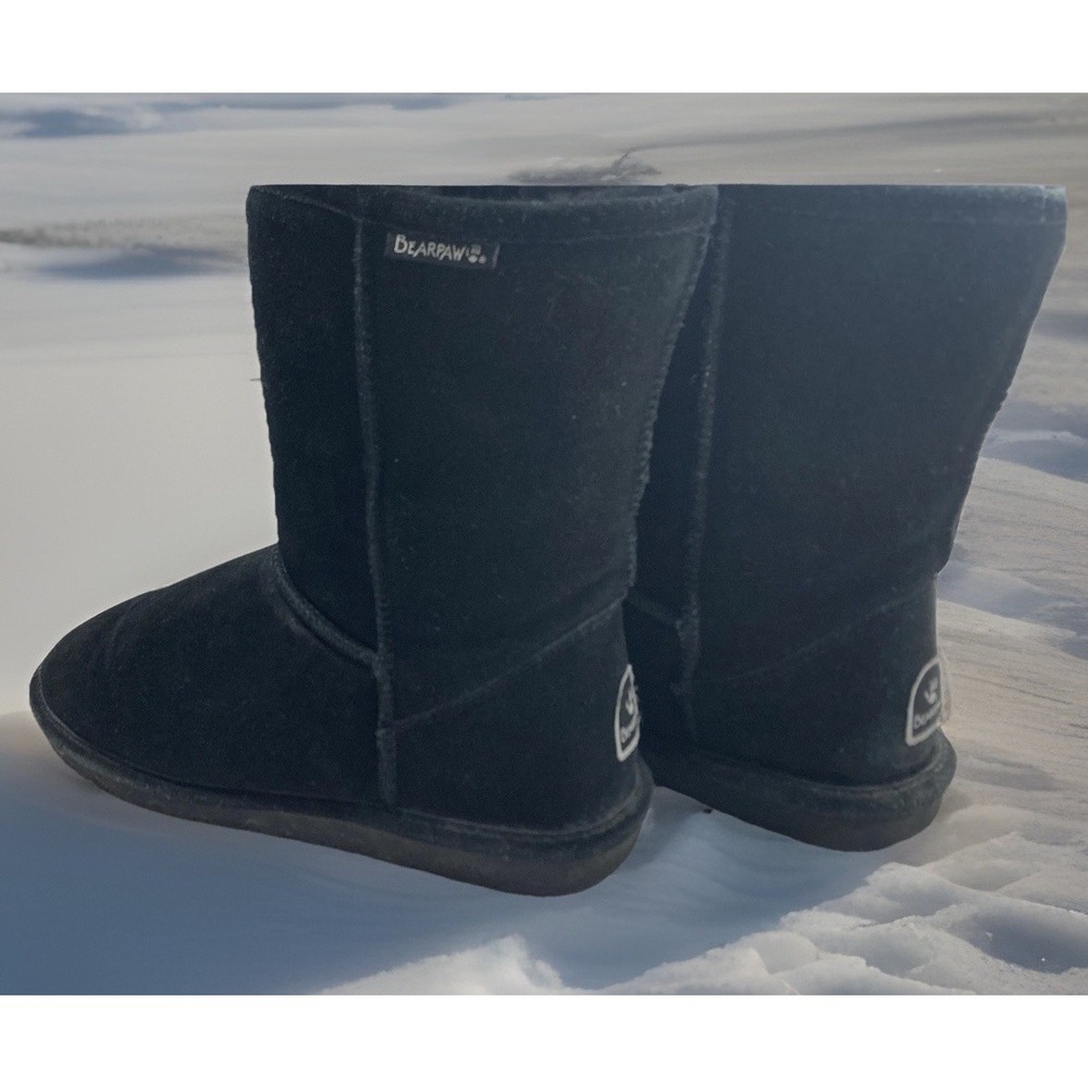 Bearpaw Womens Tall Boots Black Suede Sheepskin Lined Winter Classic Size 10